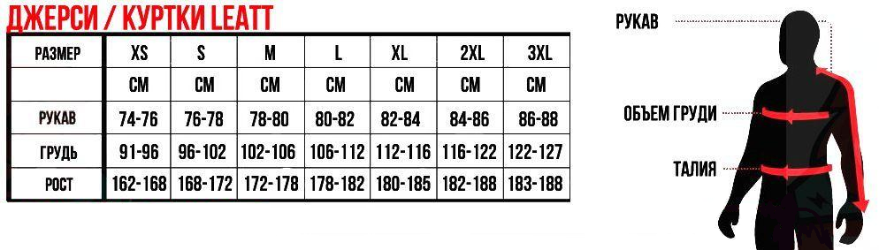 Таблица размеров - Дождевая мотокуртка Leatt Jacket RaceCover Translucent 2XL